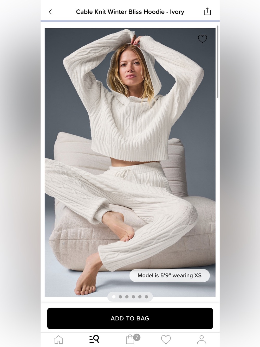 ALO Yoga Winter Bliss Cable Knit Pants and Hoodie in Ivory